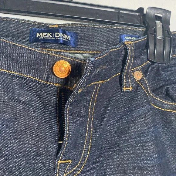 MEK Avalon Cigarette Jeans NWT Women's 29 Dark Blue Denim Embroidered Low Rise - Picture 6 of 17